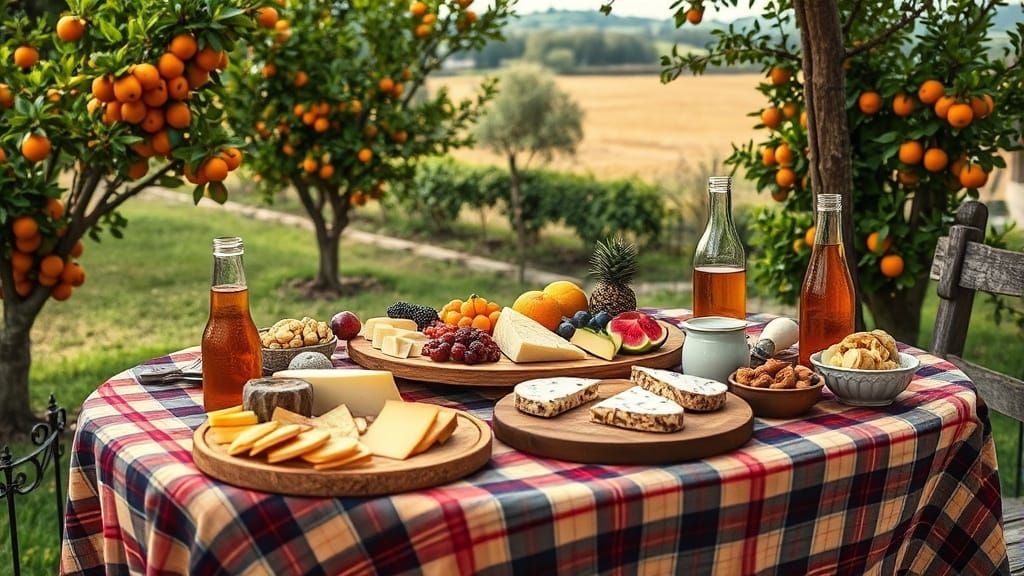 Victorian Cheese Platter in a Cozy Countryside Scene