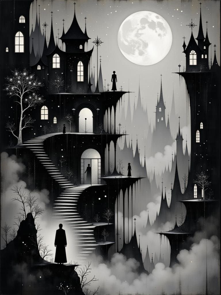 Escher-Inspired Nightmare: Lost Souls in a Labyrinthine Hell...