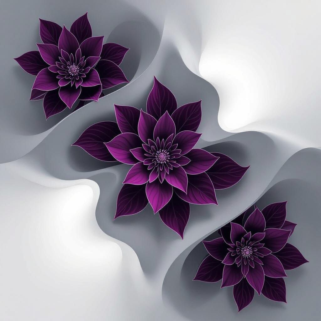 Magenta Floral Enneper Surface in Neon Minimalism Style