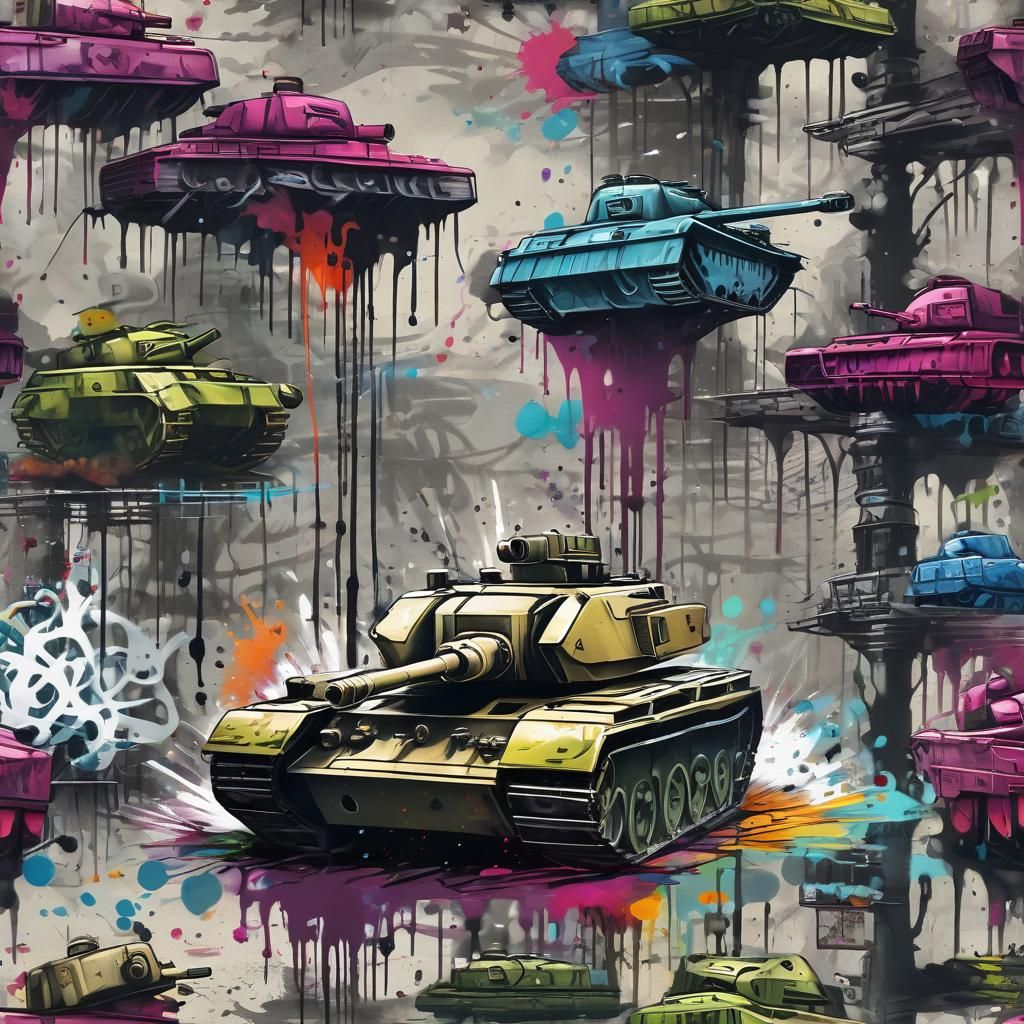 Graffiti Tank Art: Splashy Street Scene