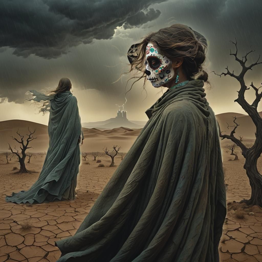 Child in Winter, Surreal Oil Painting