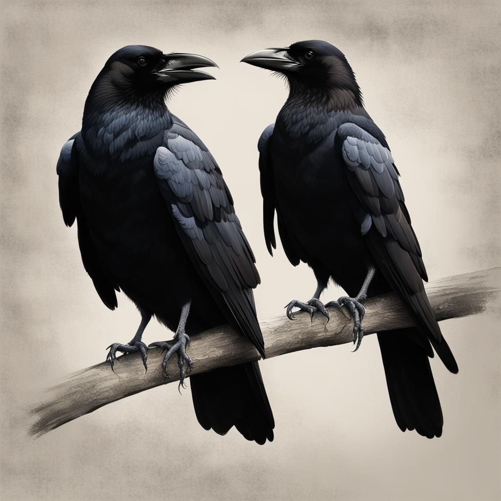 A Pair of Crows Sitting Together