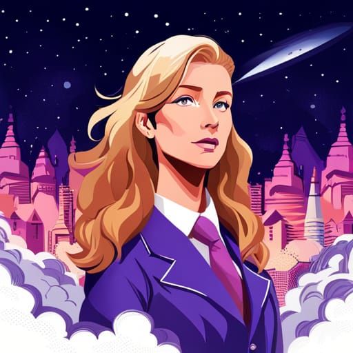 Anthropomorphic Lion with Purple Roses: Fantasy Art