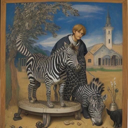 Strange Zebra Hybrid Pet in Classical Art Style