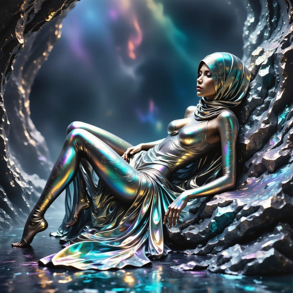 Cyber Crystal Princess in Iridescent Cavern