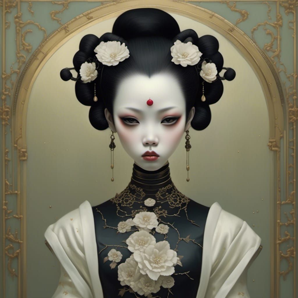 Cyborg Woman Portrait in Digital Art Style