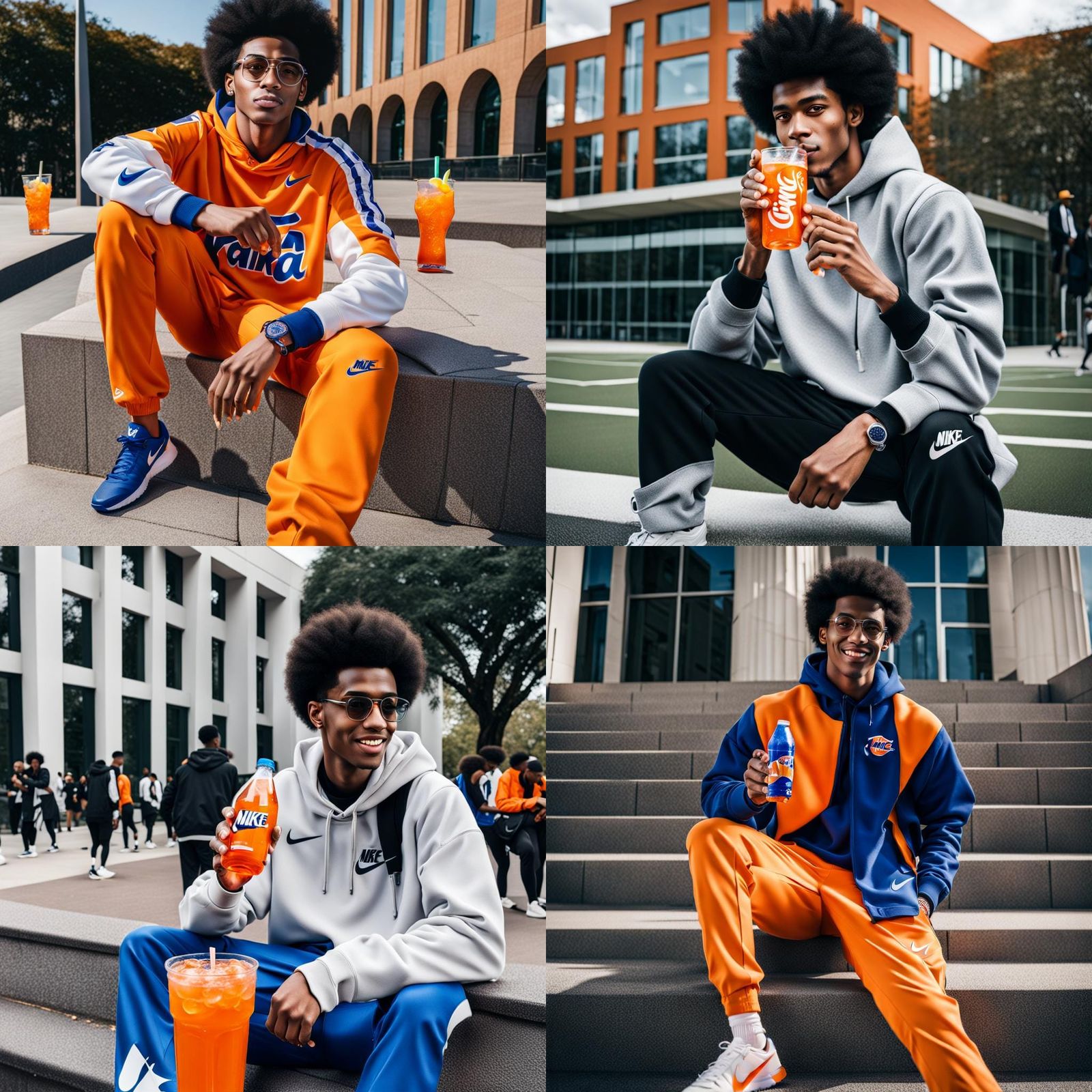 Teenage Boy Drinking Fanta in Nike Outfit