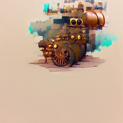 Steampunk Tank Engine in Detailed Illustration