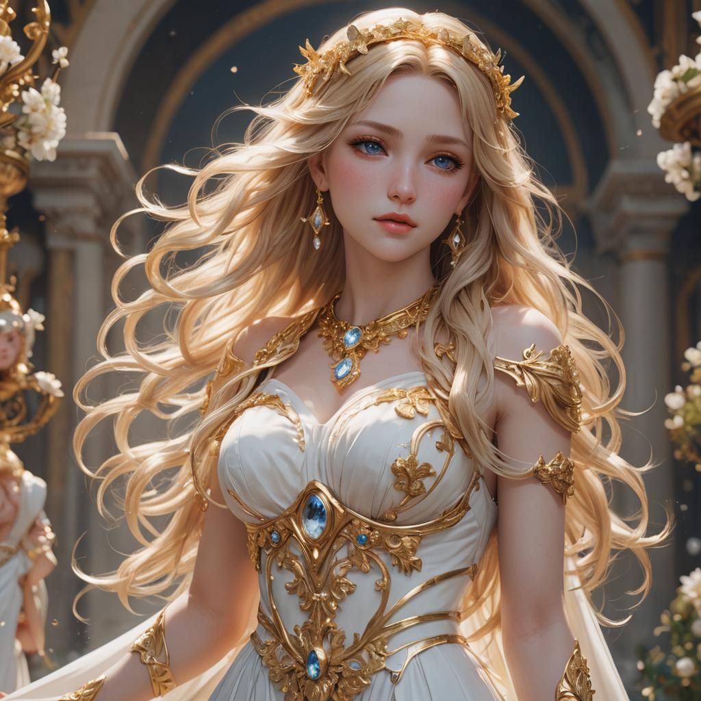 Aphrodite in Anime Style, 3D Rendered Art