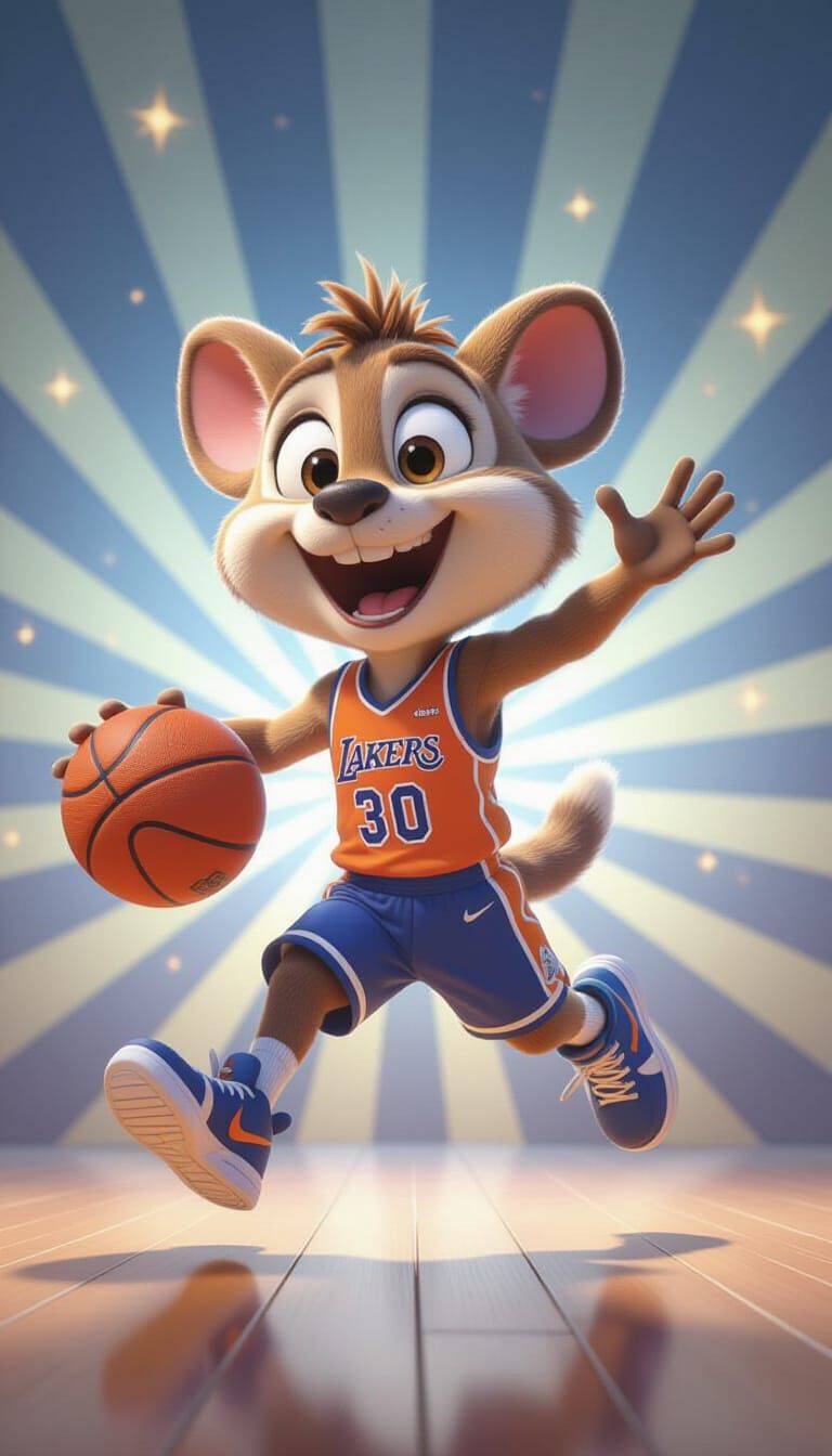 Anthropomorphic basketball is ready for a "the big game"! Jo...