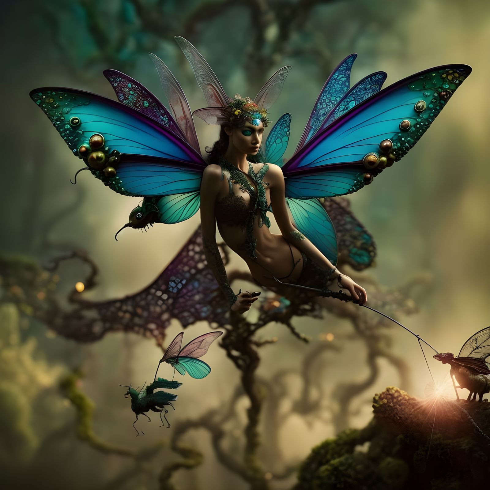 Intricately Detailed Flying Faerie in Fantasycore Style