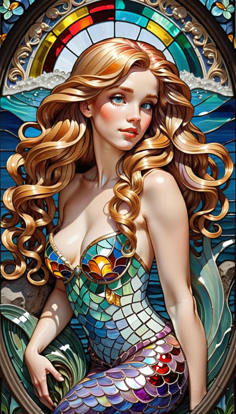 Stained Glass Mermaid, v3