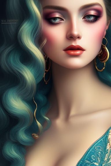 Pale Skin Goddess Portrait in Pop Art Style