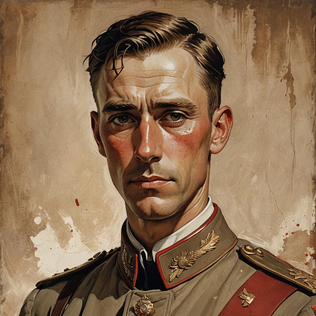 WWI Russian Soldier Portrait in Rockwell Style