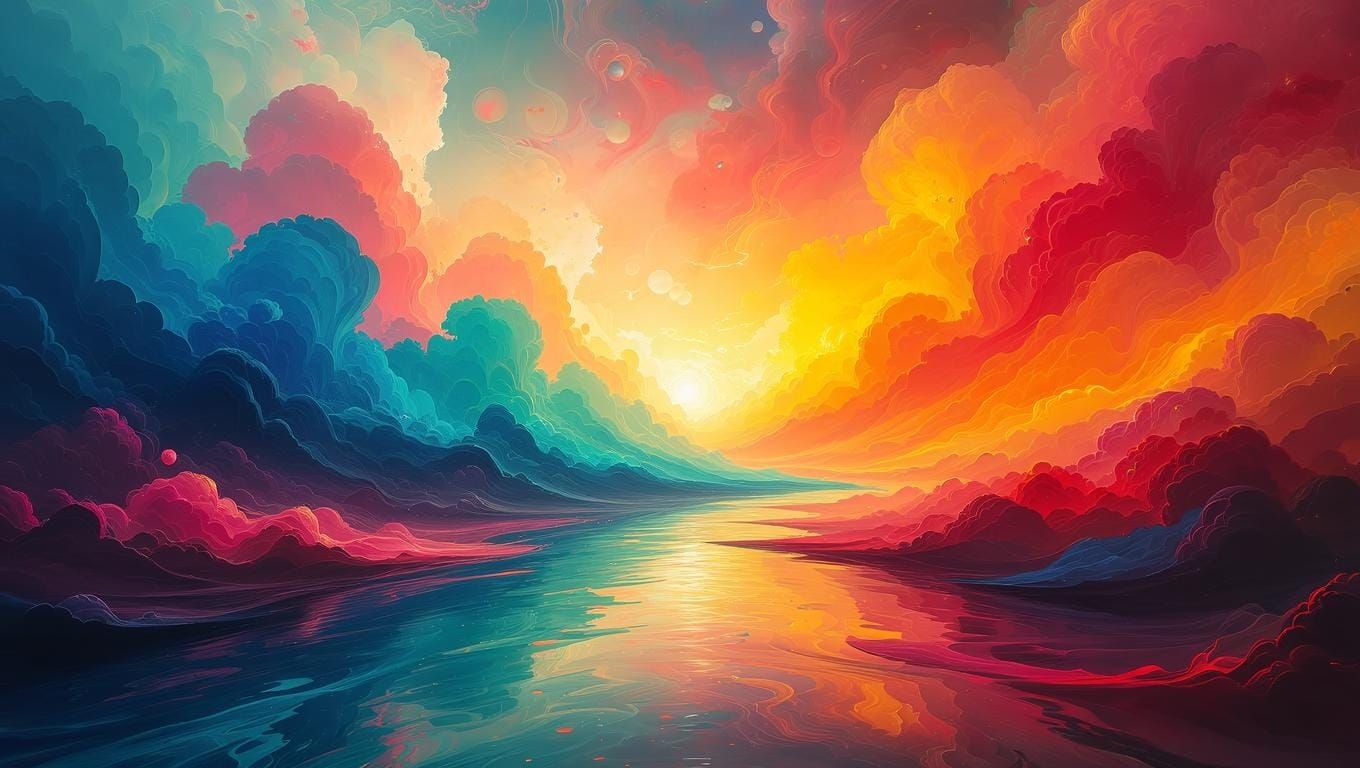 Surreal Dreamscape with Vibrant Abstractions
