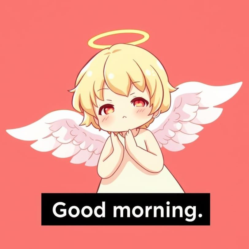 Morning Anime Angel Meme in Digital Art
