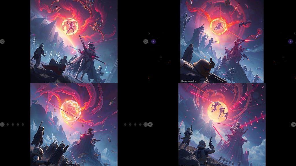 Epic Futuristic Battle Scene in Vibrant 8K Matte Painting