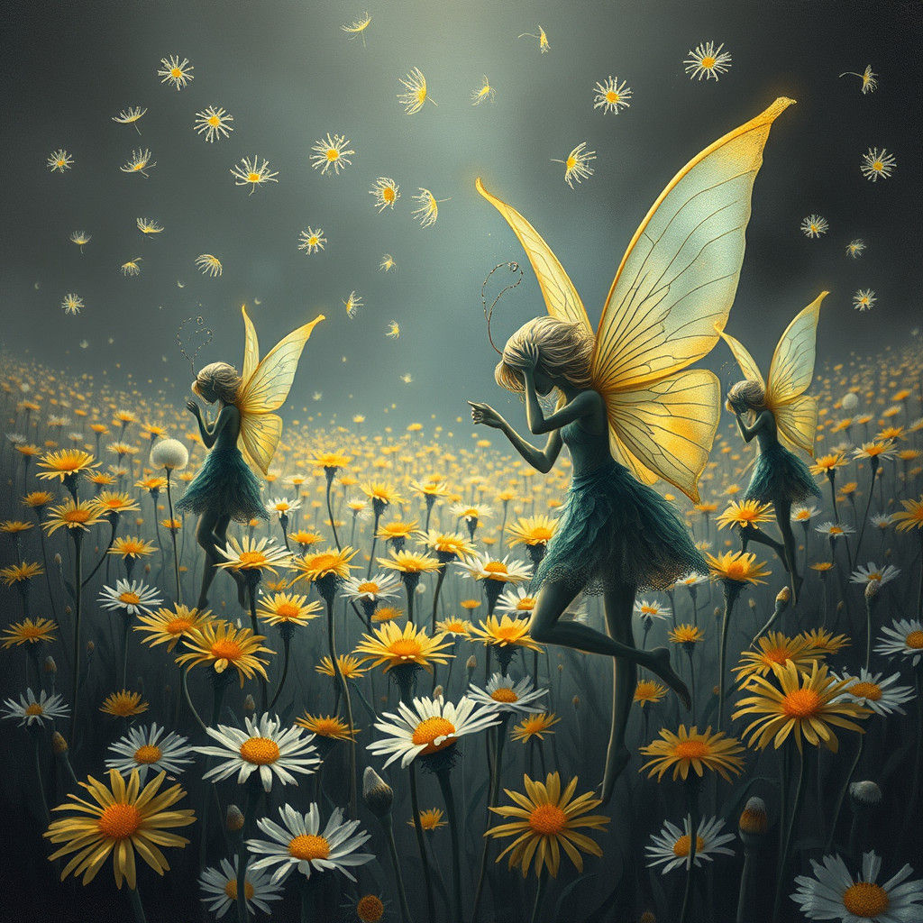 Winged Fairies Making Wishes in Dreamscape