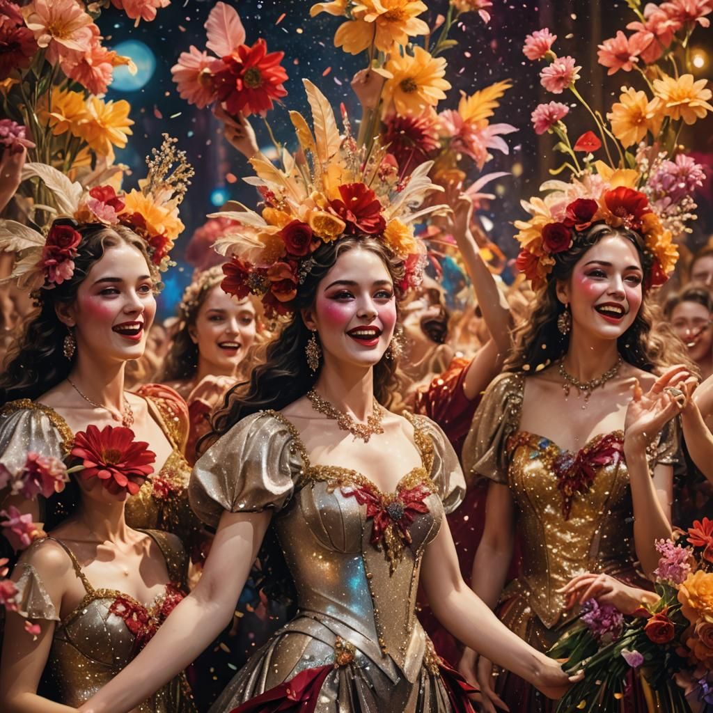 Ziegfeld Girls Receive Ovation in Splash Art Style