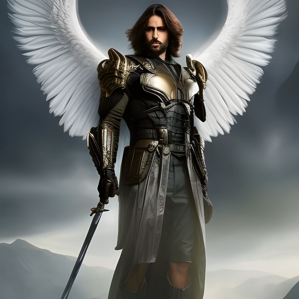 Detailed Archangel Portrait in Dark Regal Style