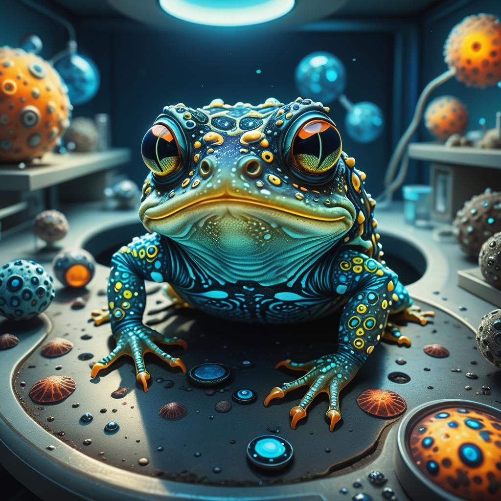 Puffer-Toad Alien Specimen from an Exoplanet in Vivid Digita...