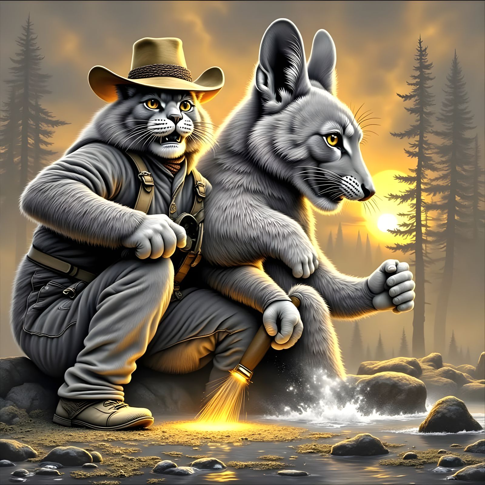 Vintage Cartoon Character Experiences Gold Fever