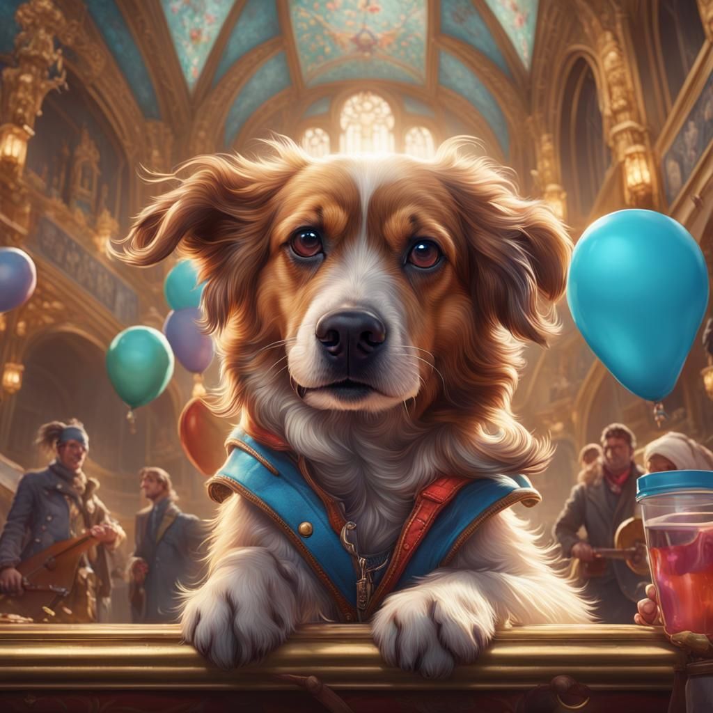 Dog in Human Clothes: Comical Portrait