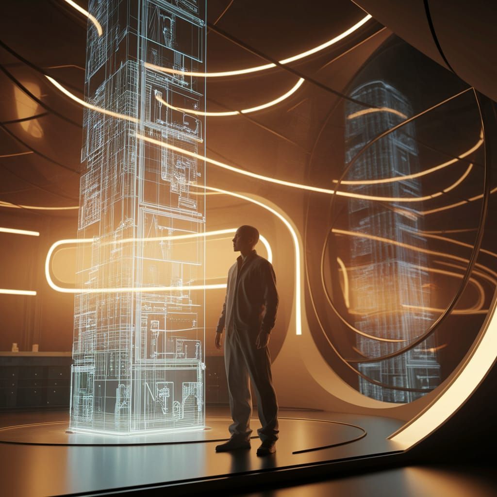 Futuristic Laboratory with Holographic Display