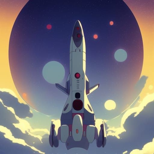 Anime Spaceship by Makoto Shinkai in Deep Color