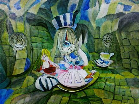Alice in Wonderland: A Cubist Oil Painting