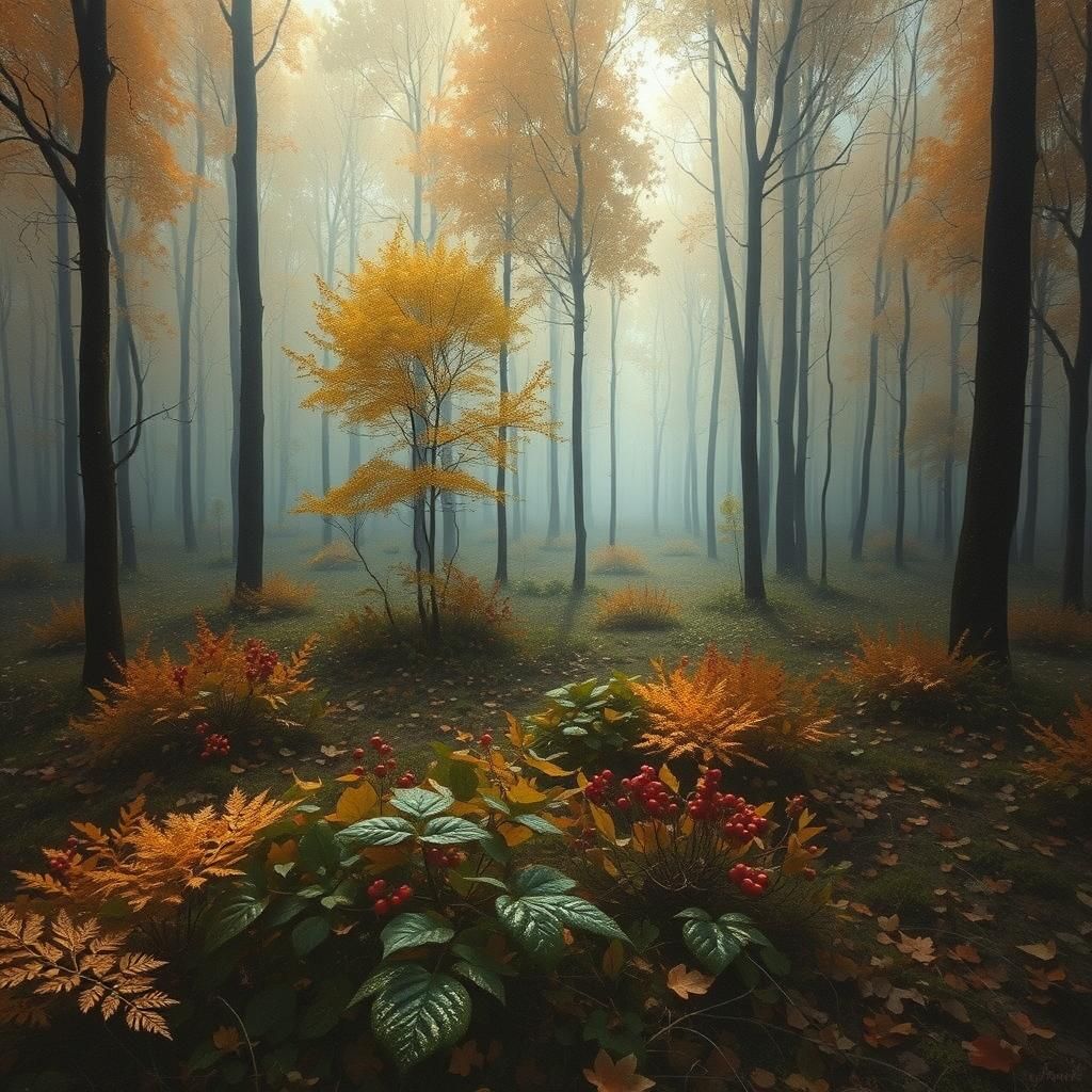 Golden Dawn in Vibrant Autumn Forest
