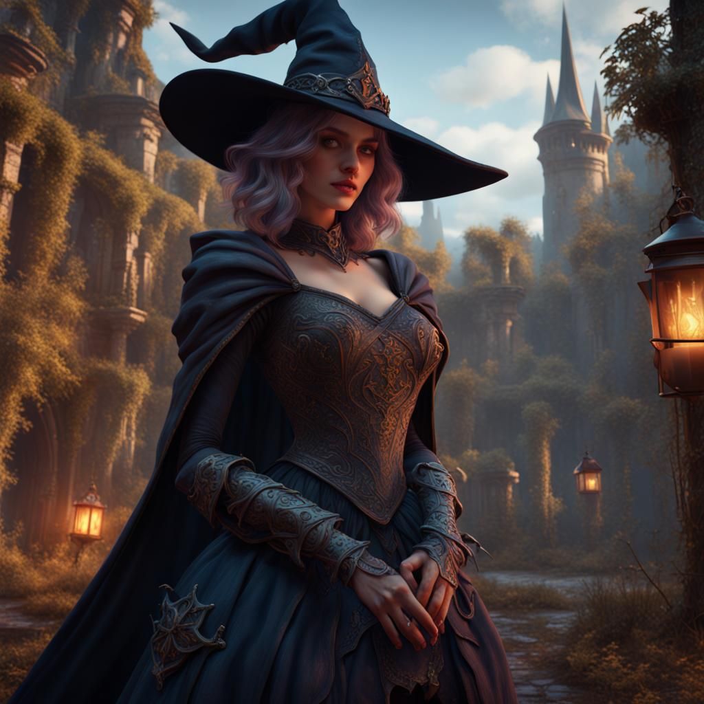 Witch and Knight Flirting, Fantasy Concept Art