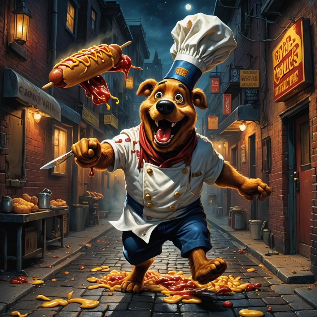 Cartoon Corndog Chase: Fantasy Concept Art