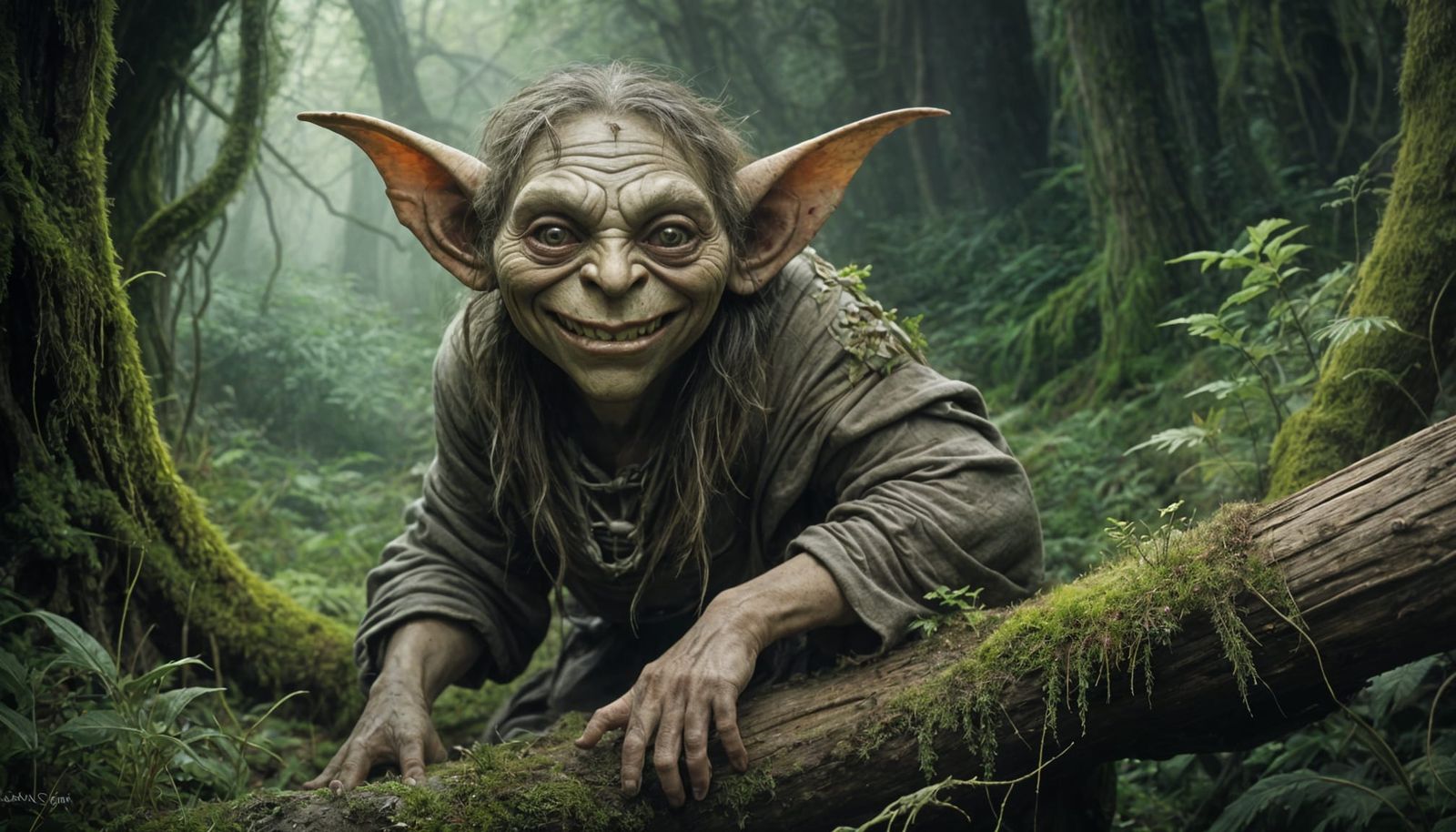 Mystical Goblin Emerges from Earthly Portal