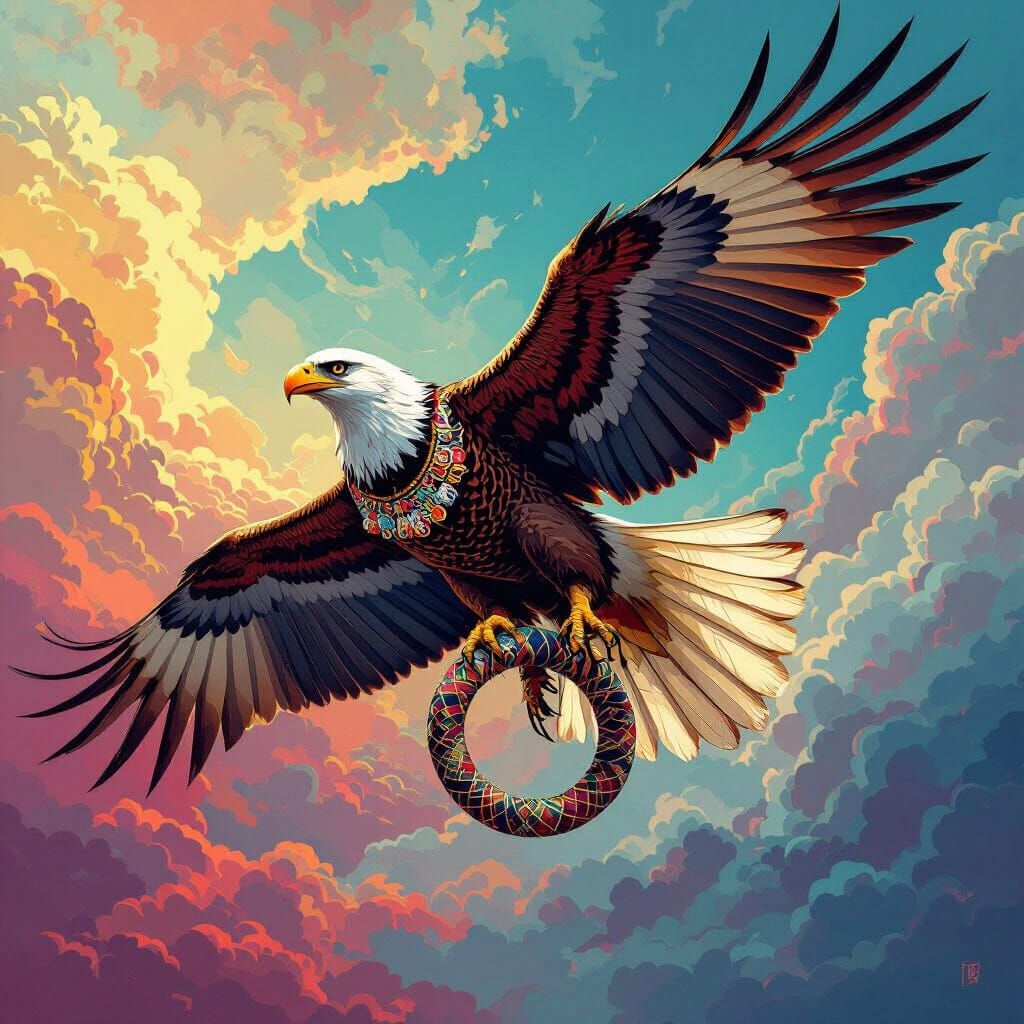 Mexican Eagle Soars in NFT Digital Art Style