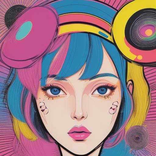 Disco Pop Manga Portrait in Contemporary Style