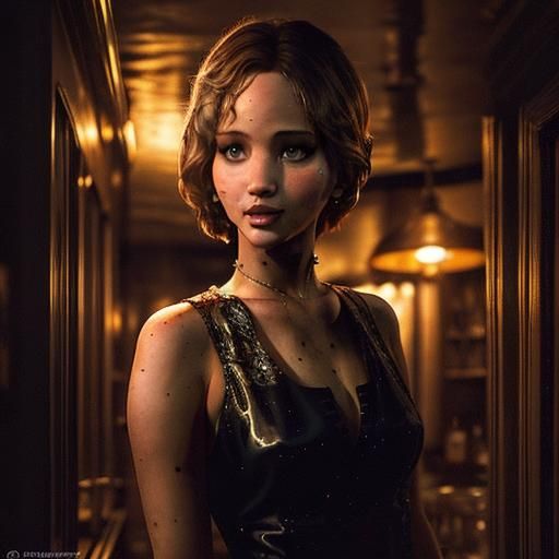 Jennifer Lawrence as 1920s Flapper in Speakeasy