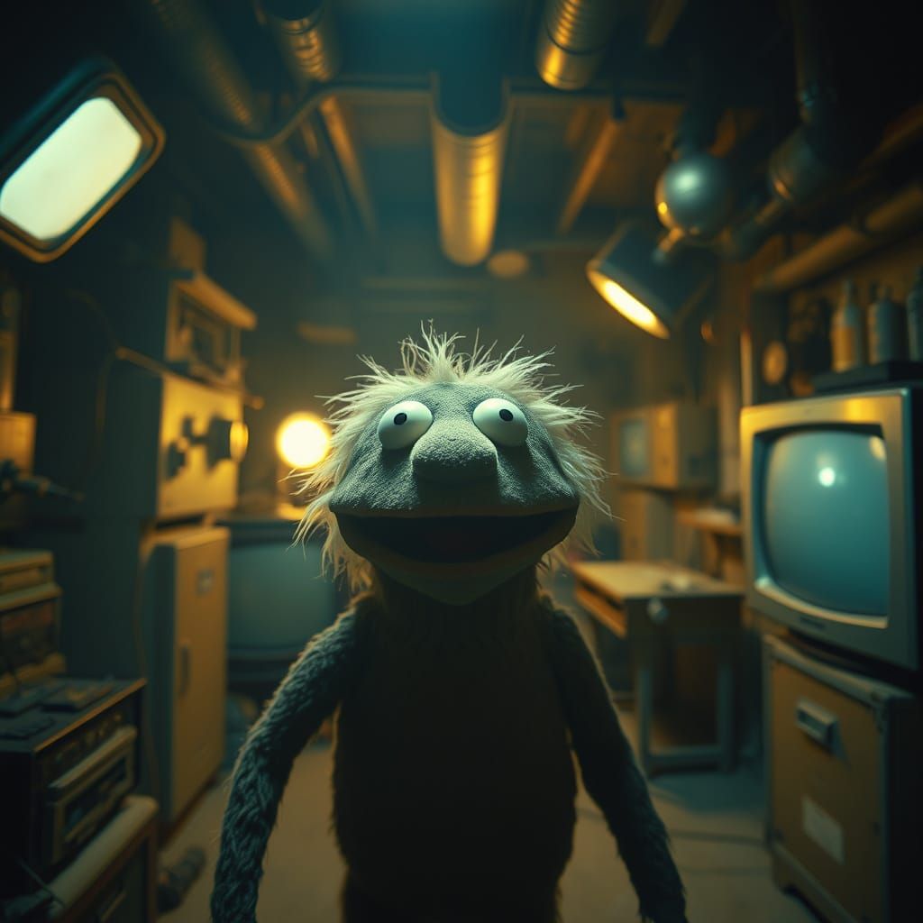 Surreal Muppet Haunts a 1950s TV Studio