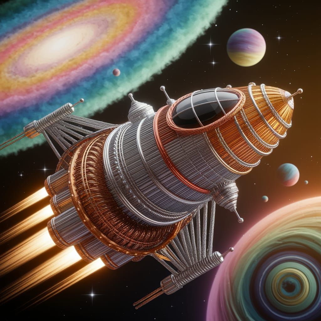 Wire Spaceship Sculpture in Space
