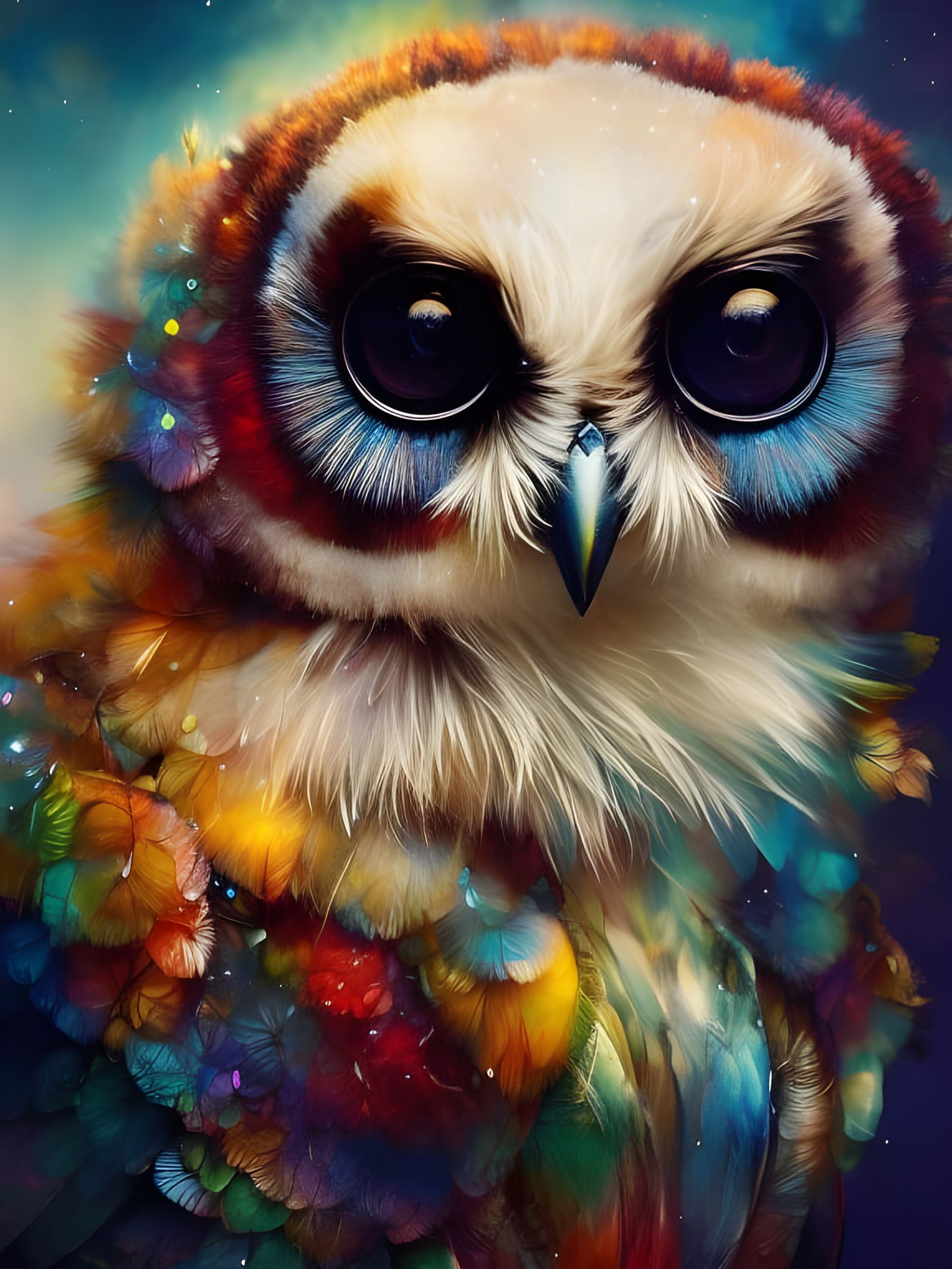 Skydiving Owl Bear Cub: Fantasycore Digital Art