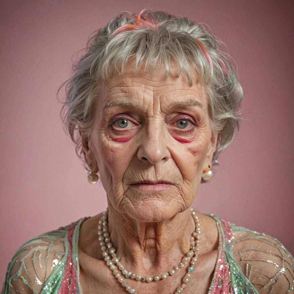 Art Deco Portrait of Elderly Transvestite Tennis Player