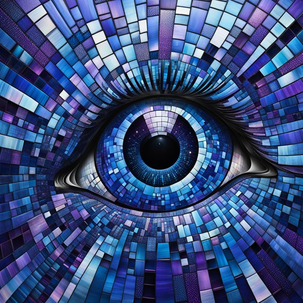 Cosmic Eye: Neo-Cubist Art Deco Nebula