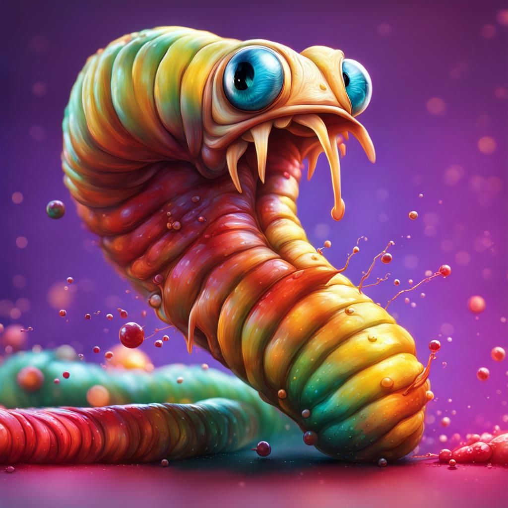 Festive Holiday Worm in Hyperrealistic Splash Art