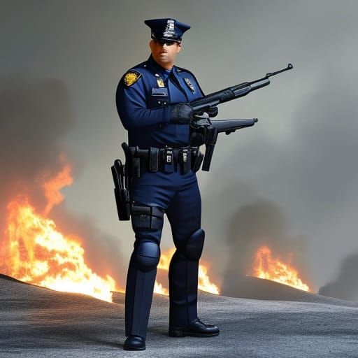 Glamorous Police Officer in Kansas: Photorealistic Art