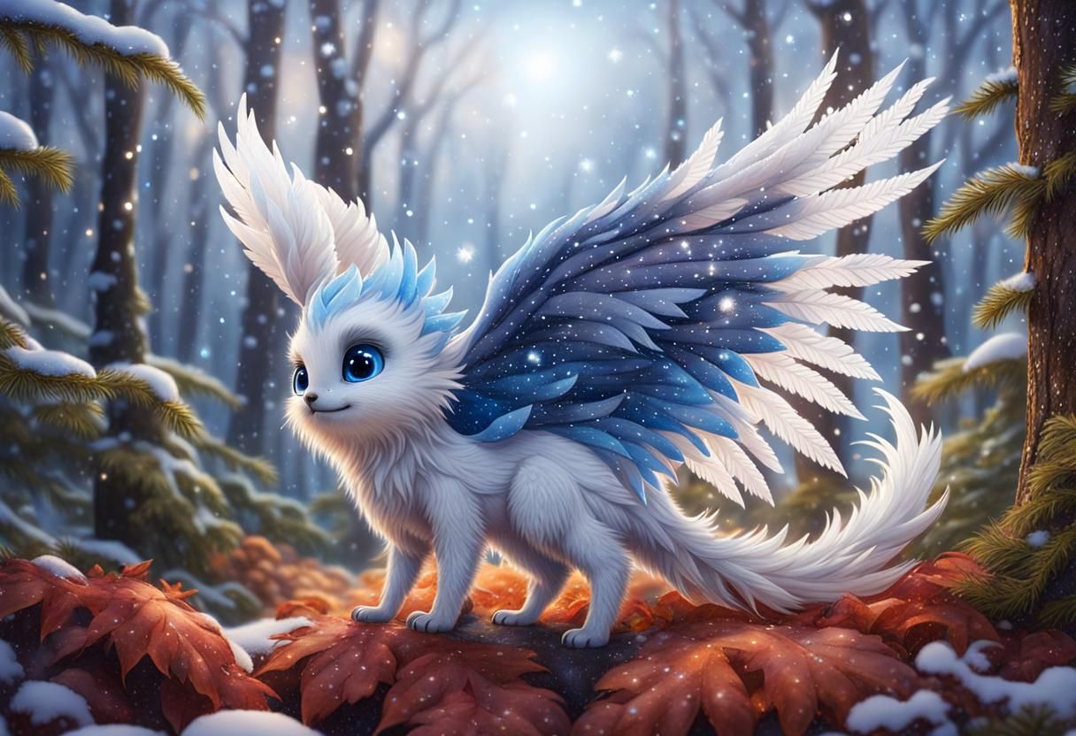 Sad Chibi Griffin in Winter, Pixar Style