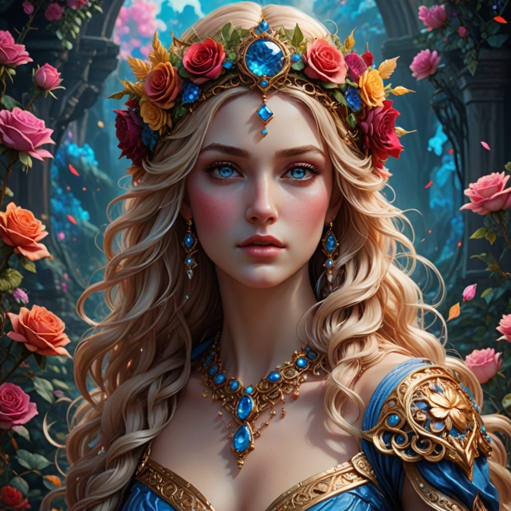 A Stunning, close portrait of Aphrodite, the Goddess of Love.