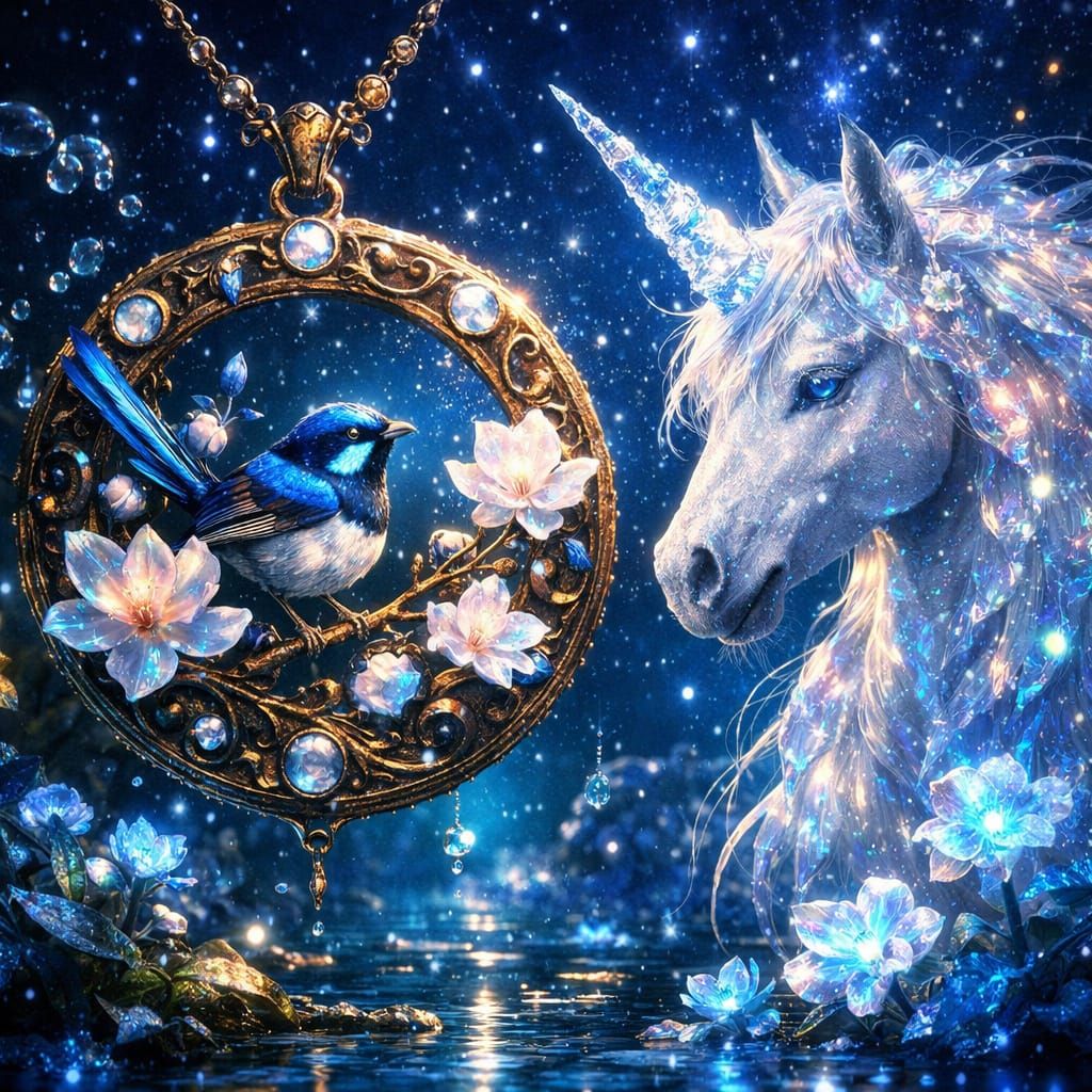 Blue wren and Unicorn