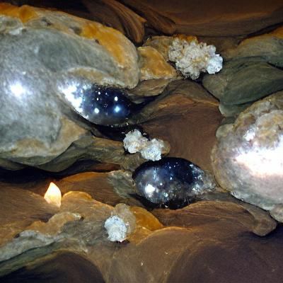 Sparkling Geodes in a Polished Cave Interior