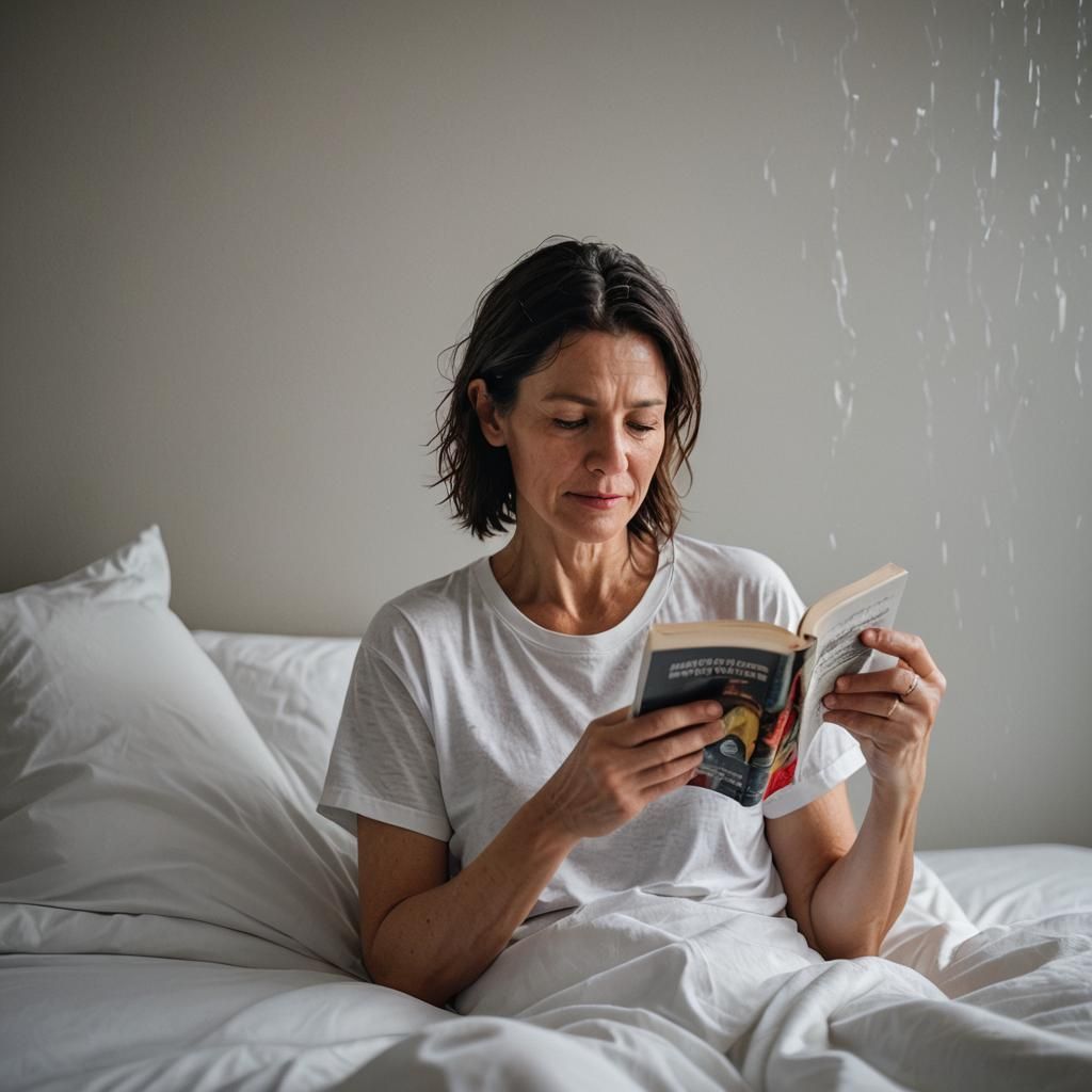 Woman Reading in Bed: Realistic Photography
