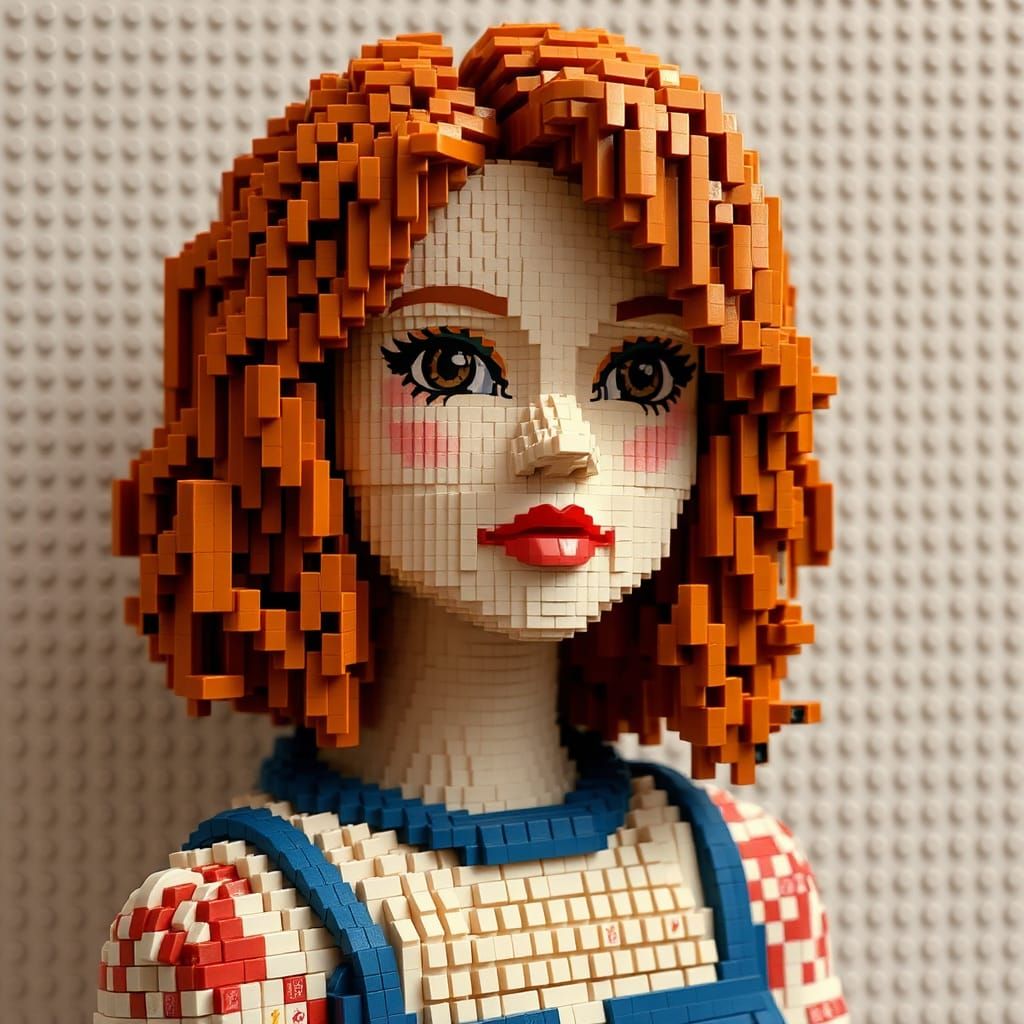 Lego Brick Portrait of Emma Stone